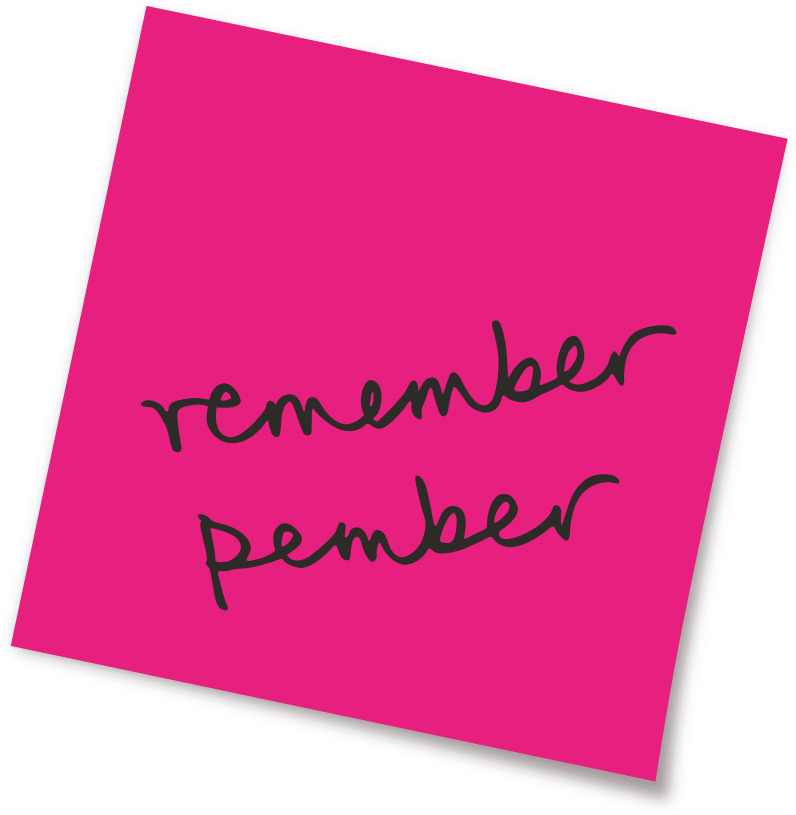 Post-it note saying Remember Pember